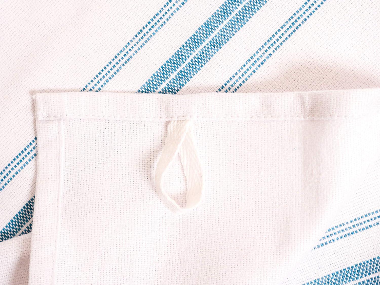 KAF Home Farmhouse Stripe Set Of 12 Kitchen Towels - 15" x 25", In Teal