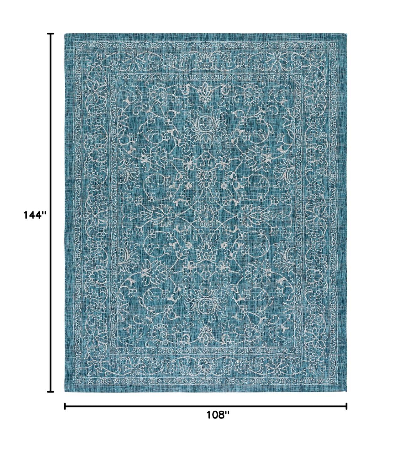 Courtyard CY8680 Power Loomed Indoor and Outdoor Area Rug - Turquoise - 9'x12' - Safavieh