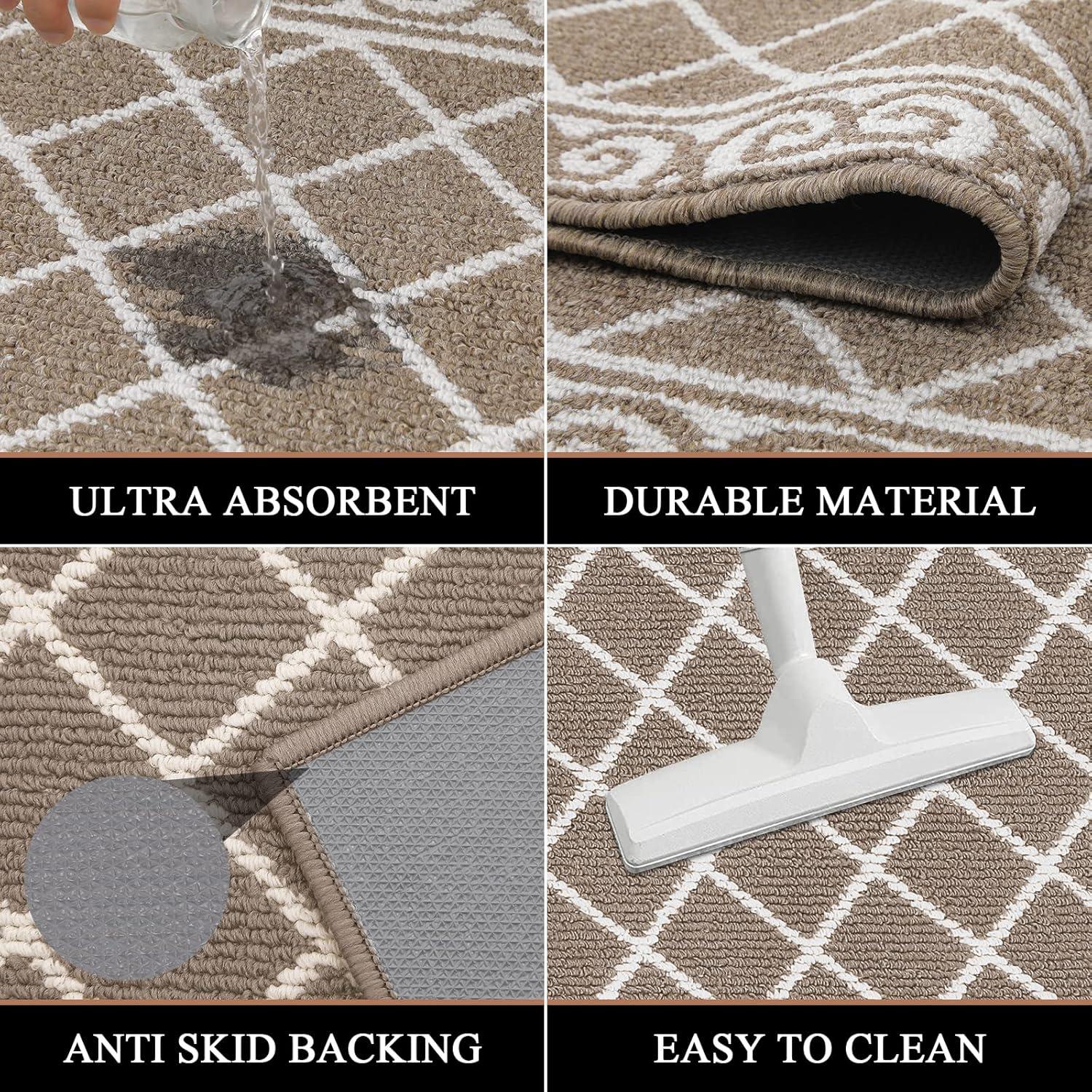 HEBE Indoor Door Mat 32"x48" Non Slip Front Door Welcome Mats Washable Shoe Mats Dirt Trapper for Entryway Low Profile Kitchen Carpet for Entrance Hallways Entrance Mat for Dogs