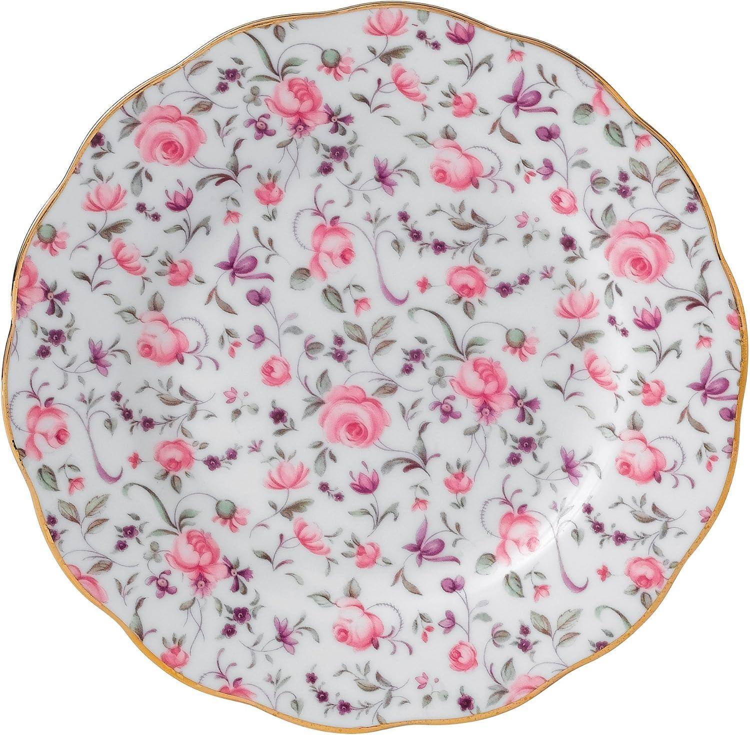 Royal Albert Rose Confetti 5 Piece Set - Fine Bone China - Hand Wash Only - Vibrant Colors, Intricate Detailing, Lustrous Gold Rim