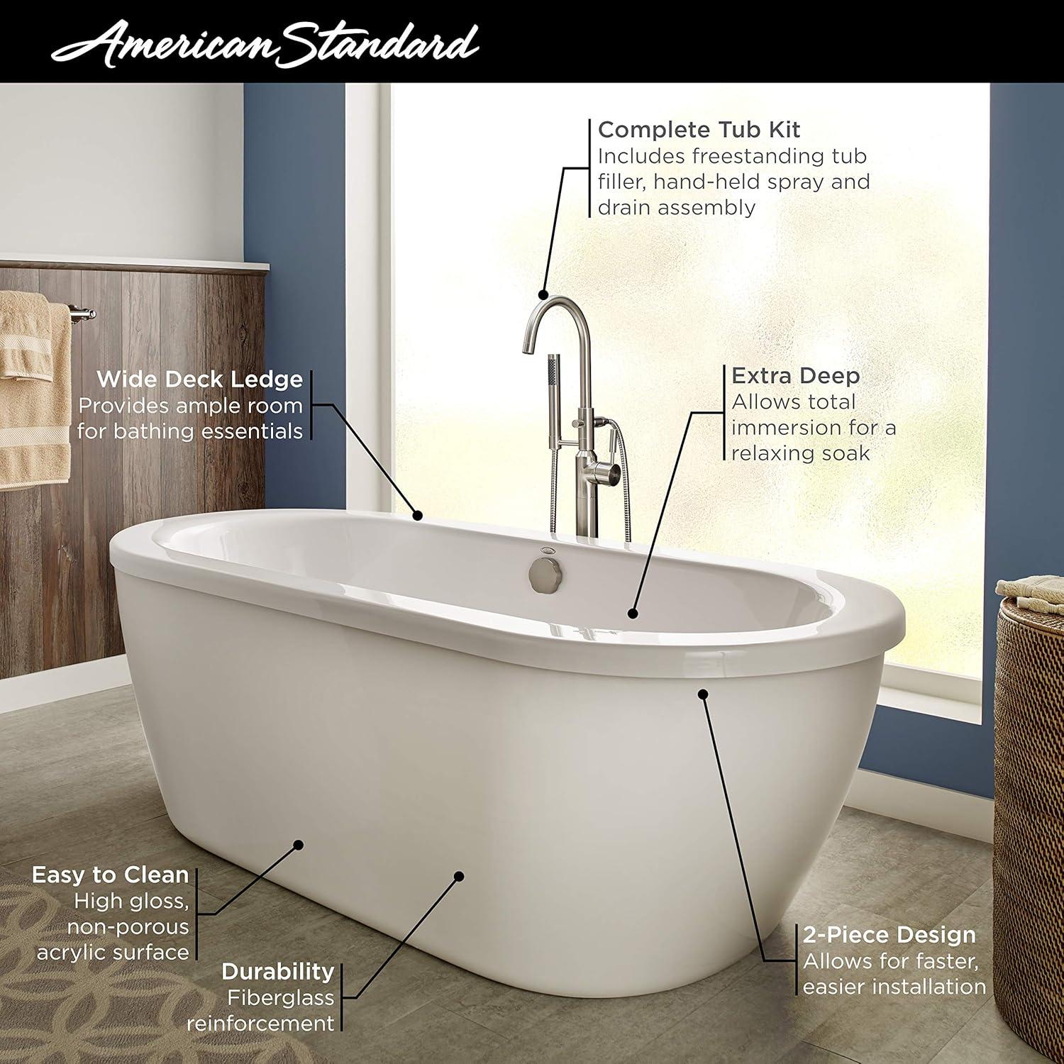 Cadet 66'' x 32'' Freestanding Soaking Acrylic Bathtub with Faucet