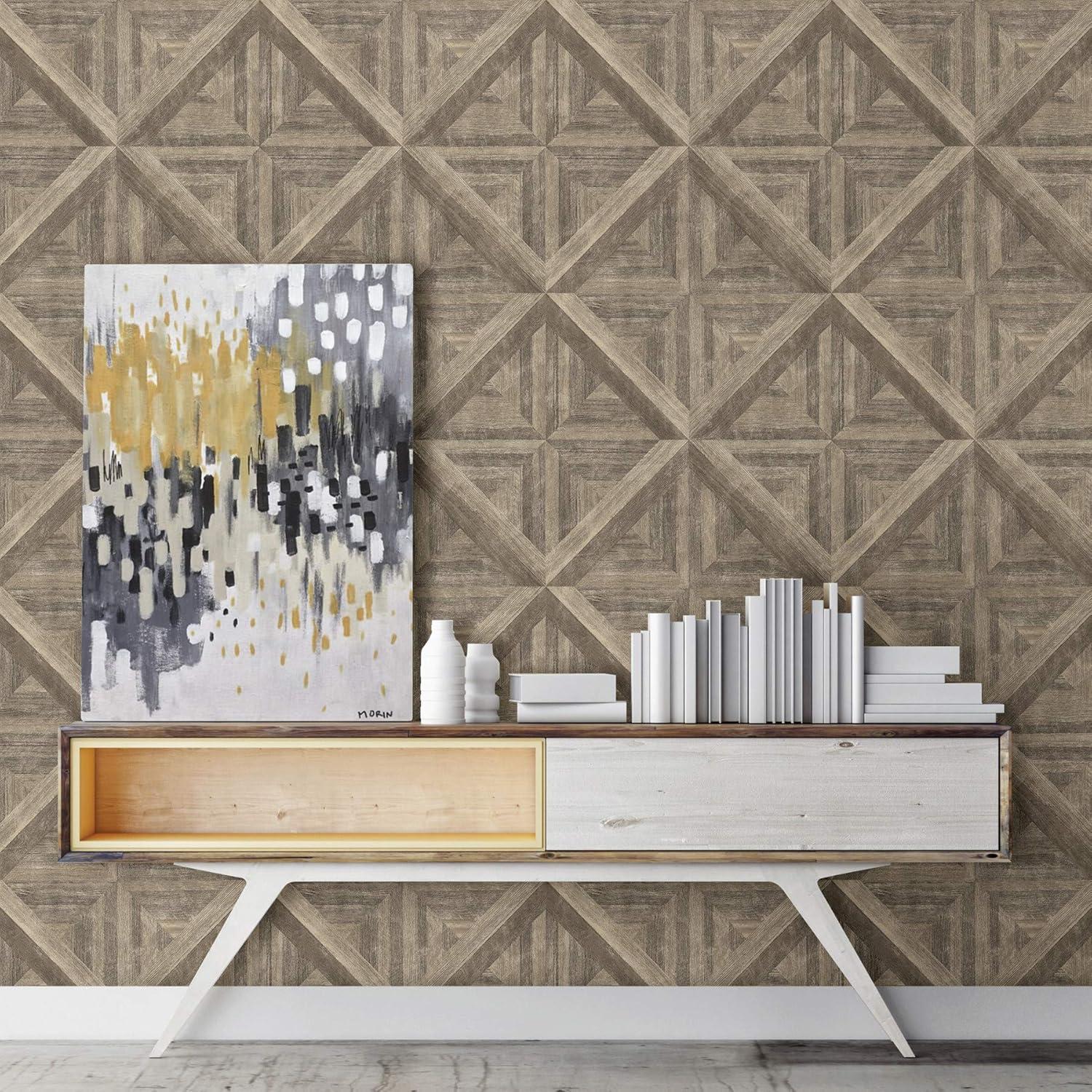 Angeline Grey Geometric Wood Non-Pasted Wallpaper