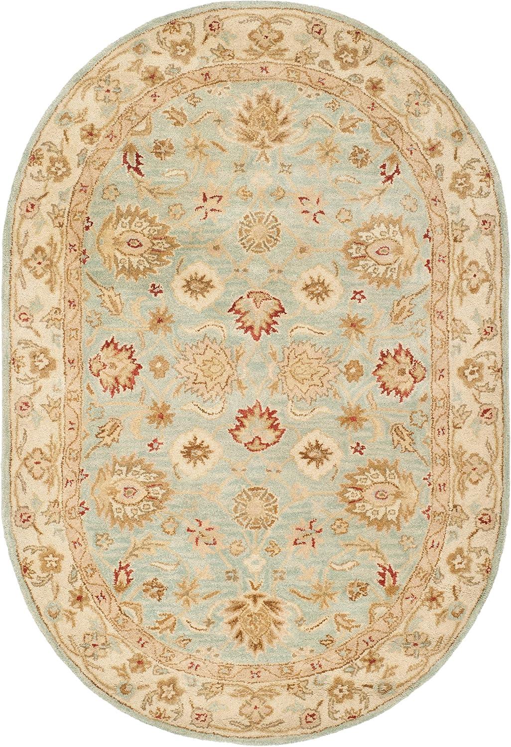 Antiquity AT822 Hand Tufted Area Rug - Grey Blue/Beige - 4'6"x6'6" Oval - Safavieh.