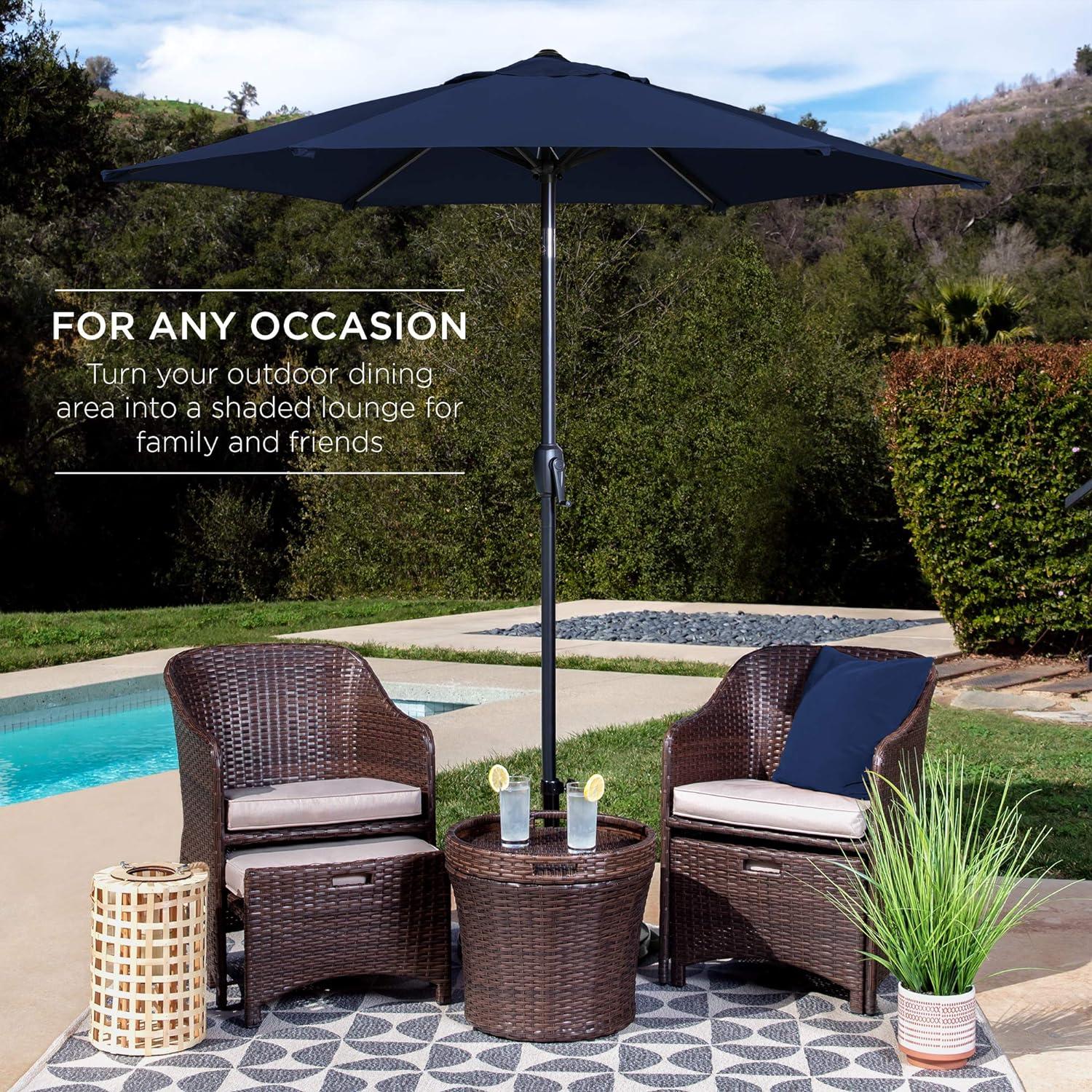 Best Choice Products 7.5ft Heavy-Duty Outdoor Market Patio Umbrella w/ Push Button Tilt, Easy Crank, Navy Blue