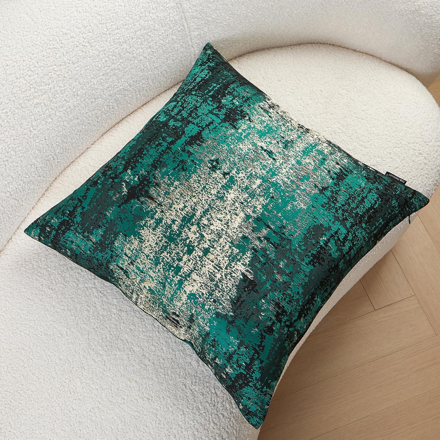 THE-TINOART Glam Jacquard & Velvet Throw Square Accent Pillow Cover 20"x20" 1Piece