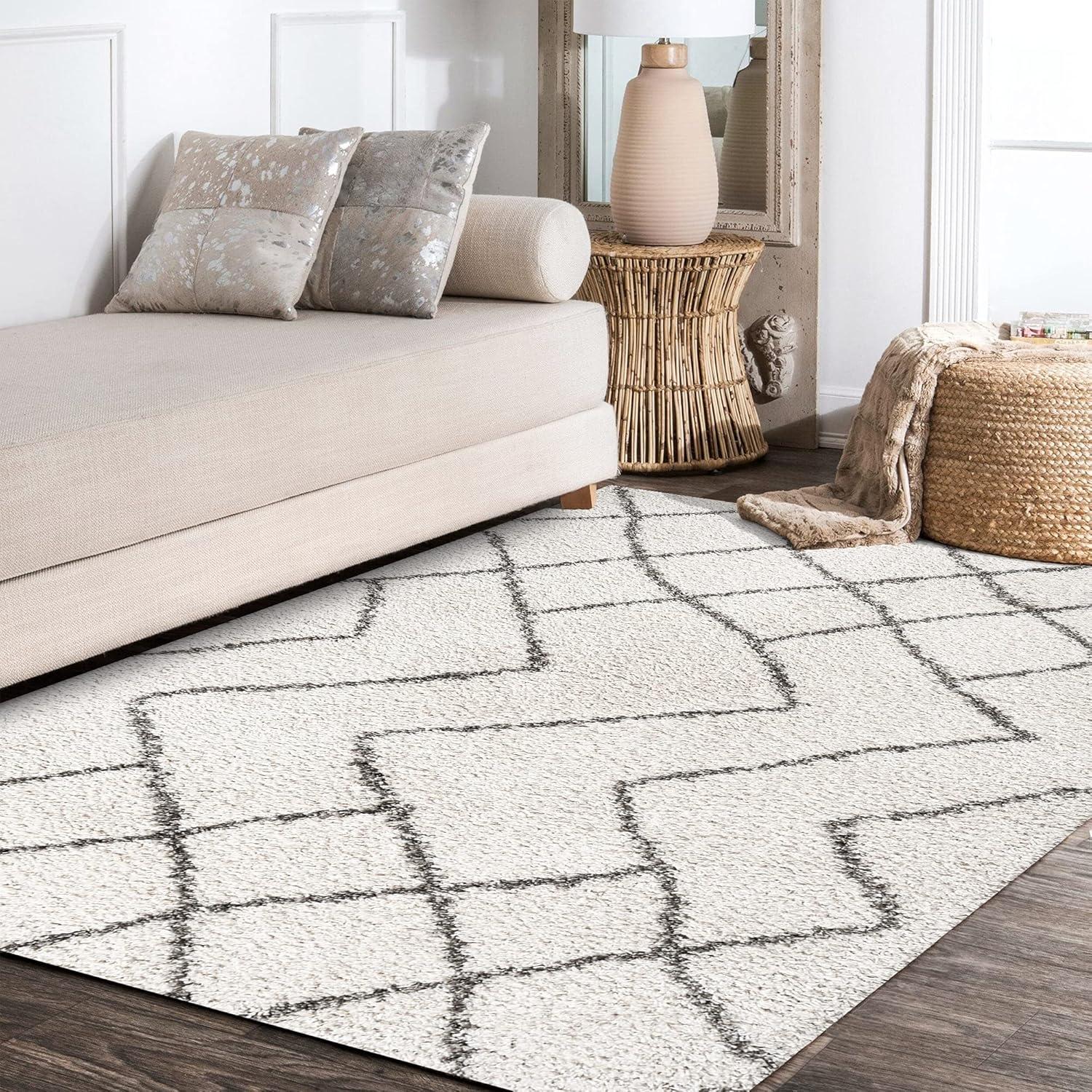 Inca Moroccan Diamond Shag Area Rug  - JONATHAN Y