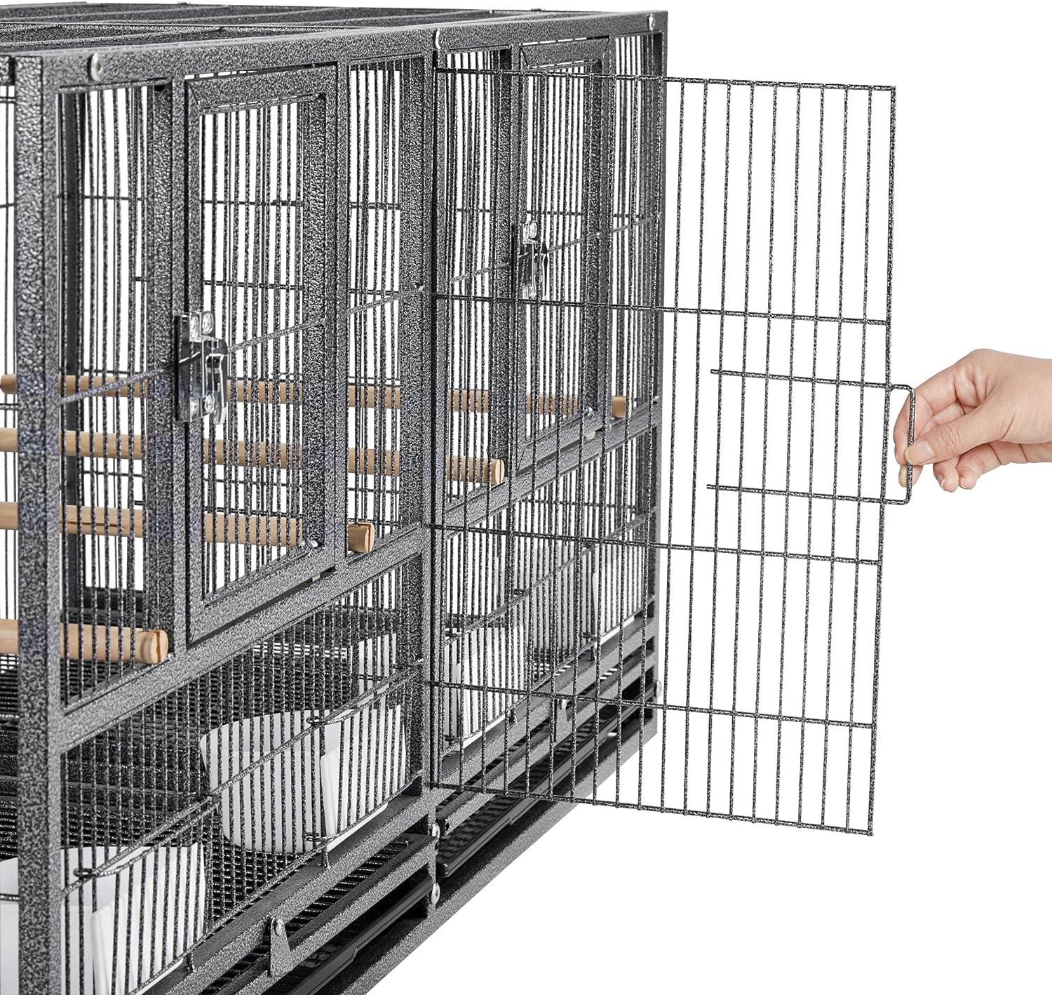 Yaheetech 21'' Stackable Divided Breeder Bird Cage for Small Birds Lovebirds Finch Canaries Parakeets Cockatiels Budgies, Black