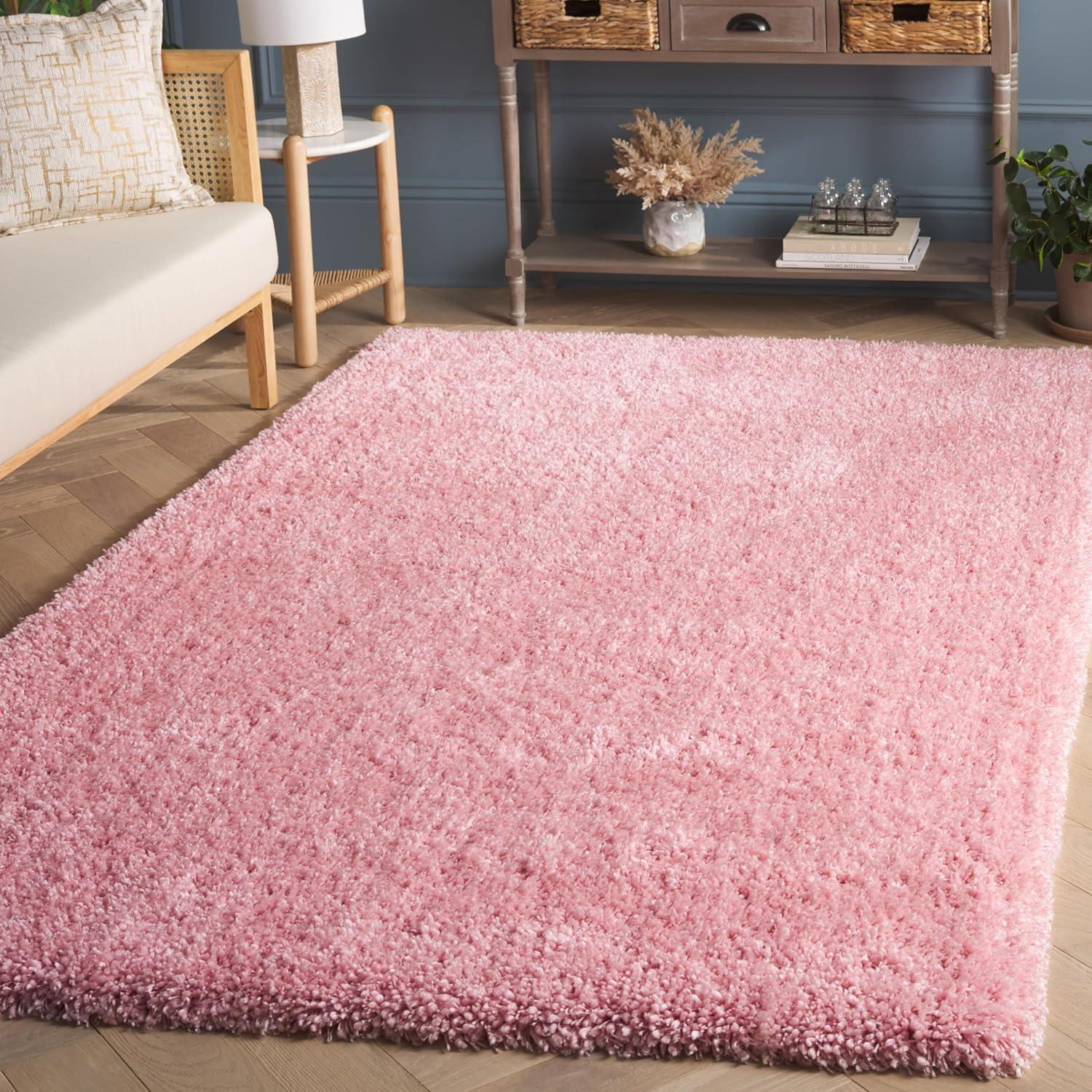SAFAVIEH Glen Solid Plush Shag Area Rug, Pink, 6' x 9'