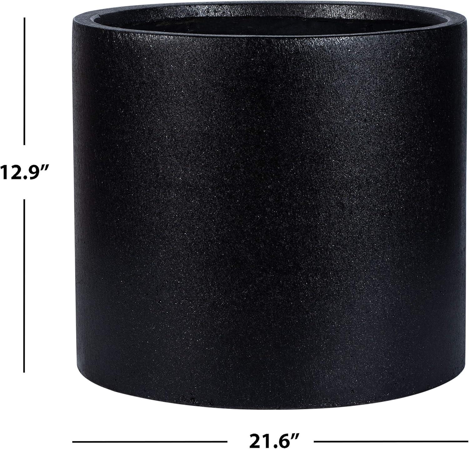 Braslen Black Concrete Round Patio Planter