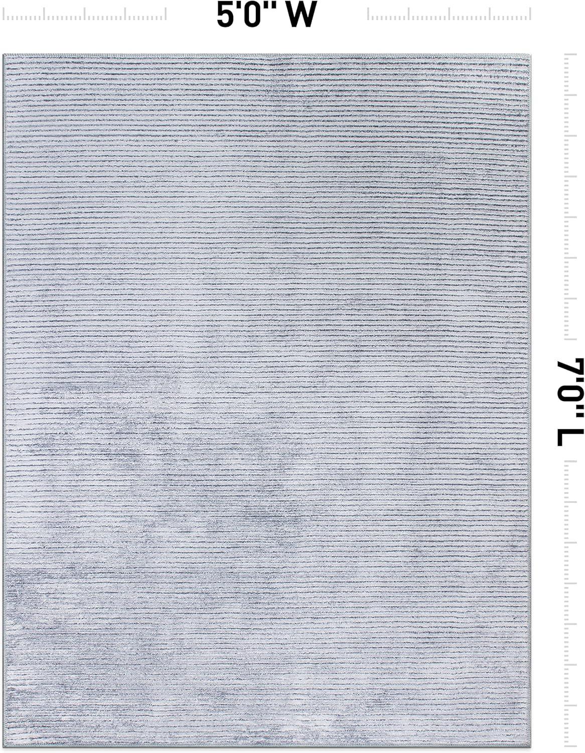 World Rug Gallery Contemporary Distressed Stripe Machine Washable Area Rug