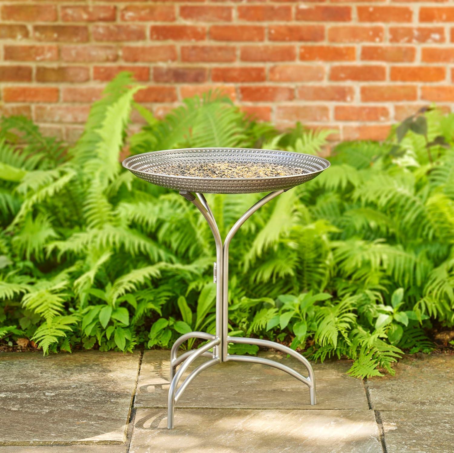 Pewter Copper 24" Bird Bath with Metal Stand