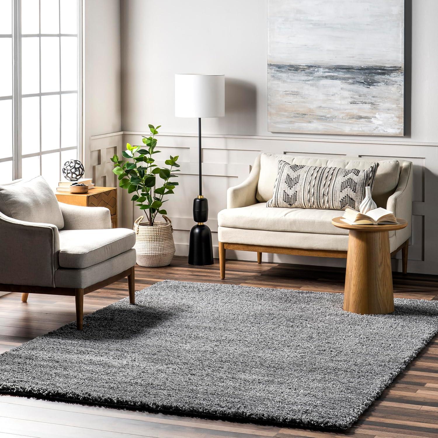 6'7"x9' Shag Area Rug Gray - nuLOOM