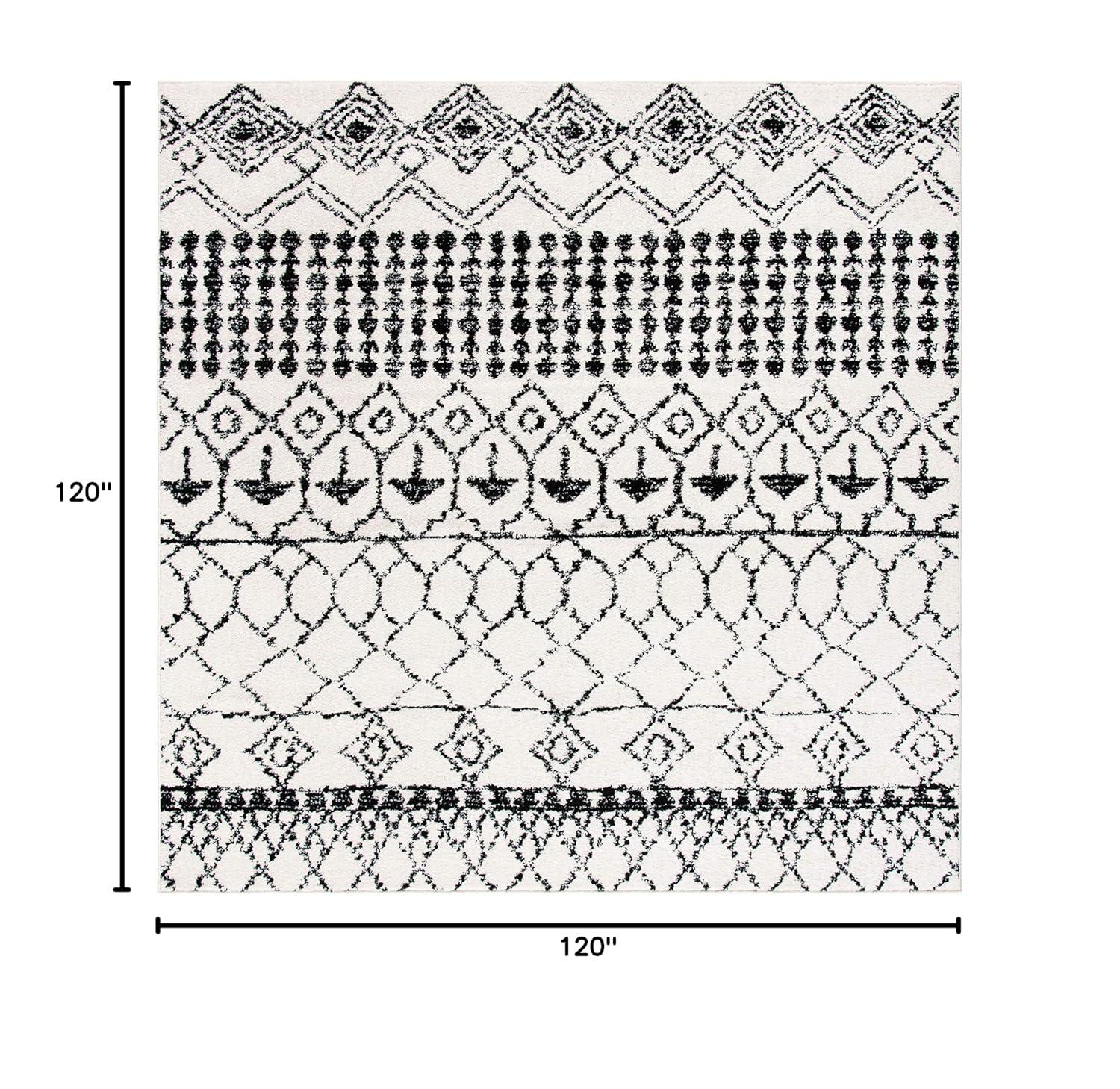 SAFAVIEH Tulum Coriander Moroccan Geometric Area Rug, 10' x 10' Square, Ivory/Black