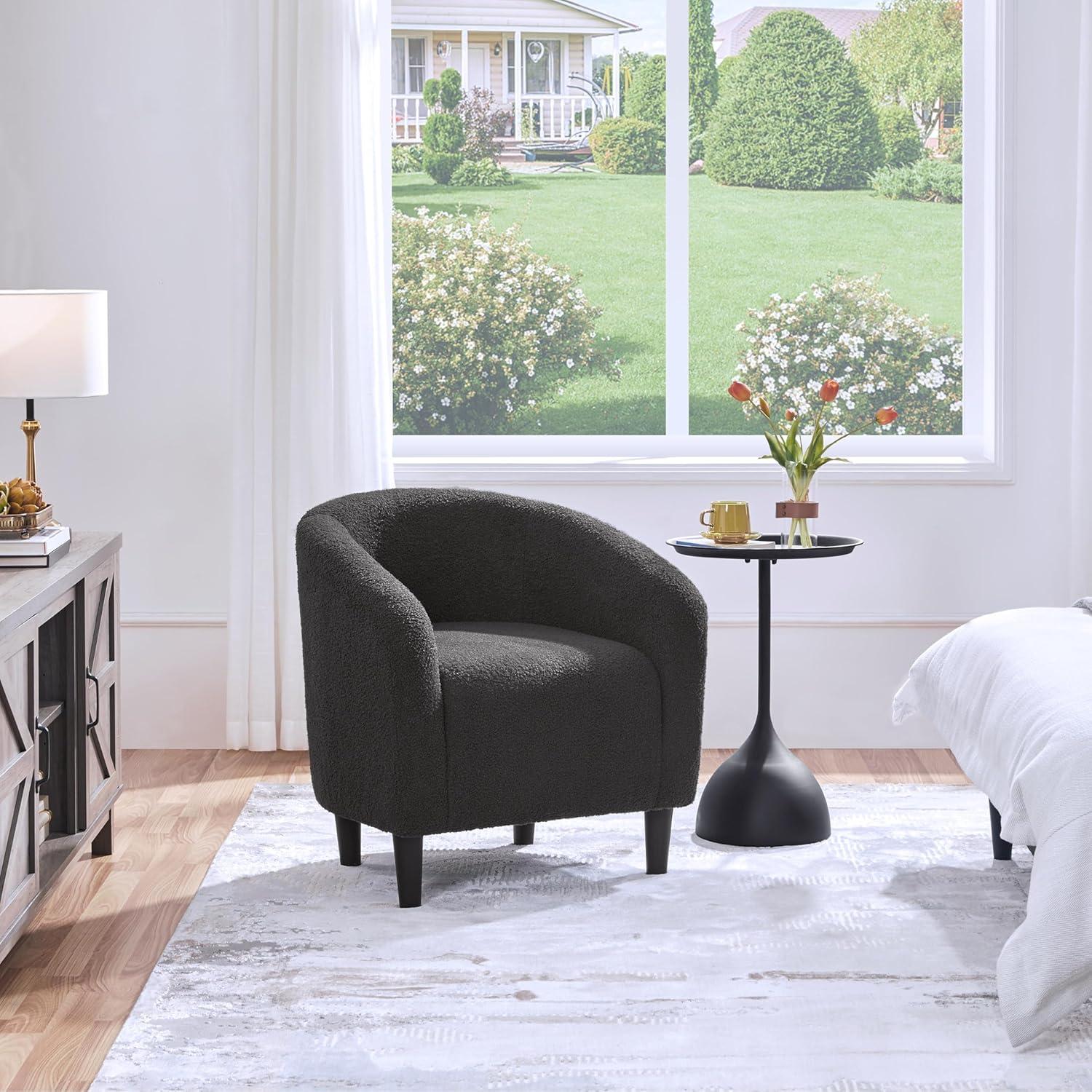 Yaheetech Upholstered Armchair Accent Barrel Chair, Dark Gray