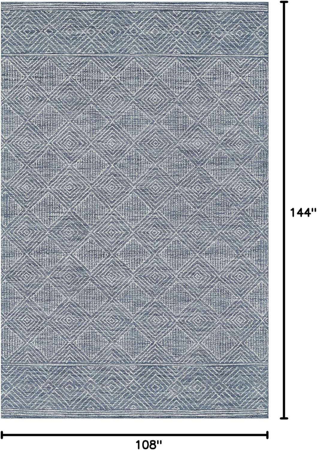 Momeni Mallorca Hand Hooked Wool Geometric Denim Area Rug 9' X 12'