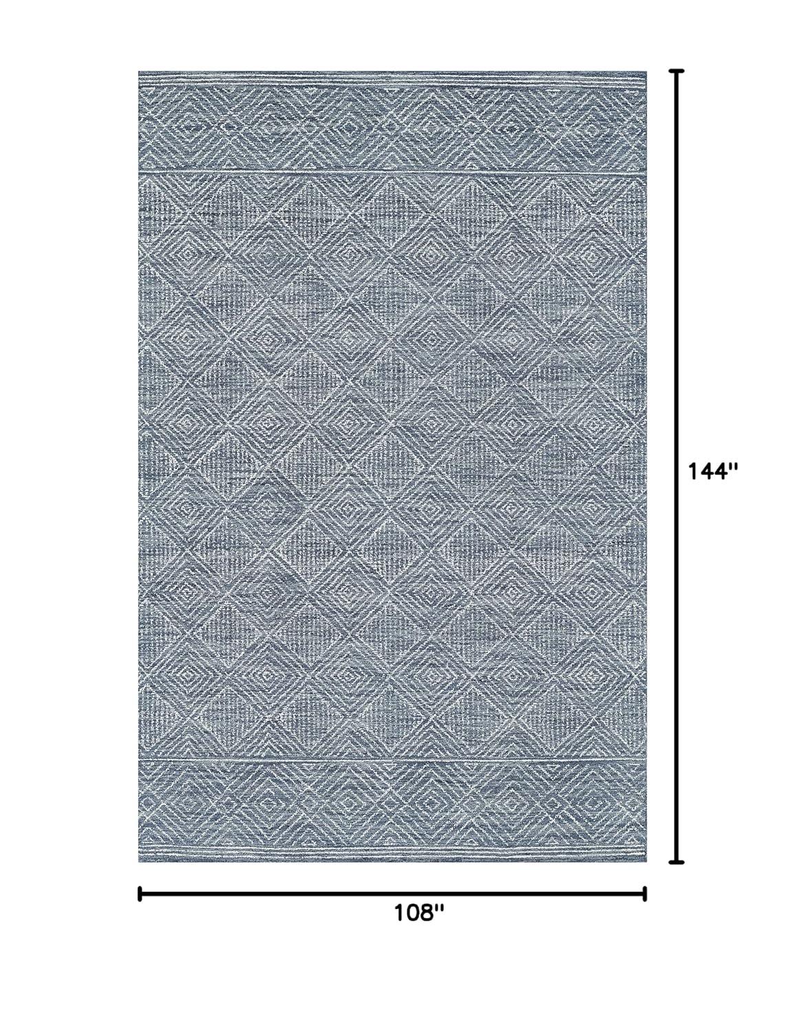 Momeni Mallorca Hand Hooked Wool Geometric Denim Area Rug 9' X 12'