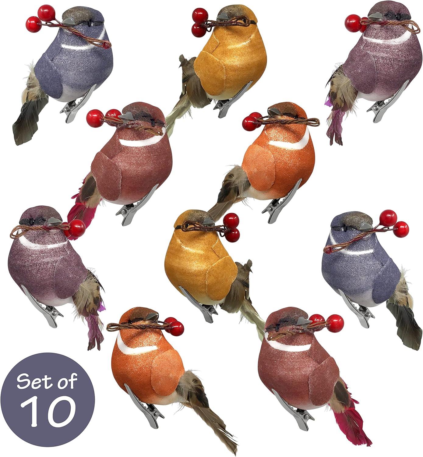 Songbird Christmas Ornaments - Set of 10 Clip Ons