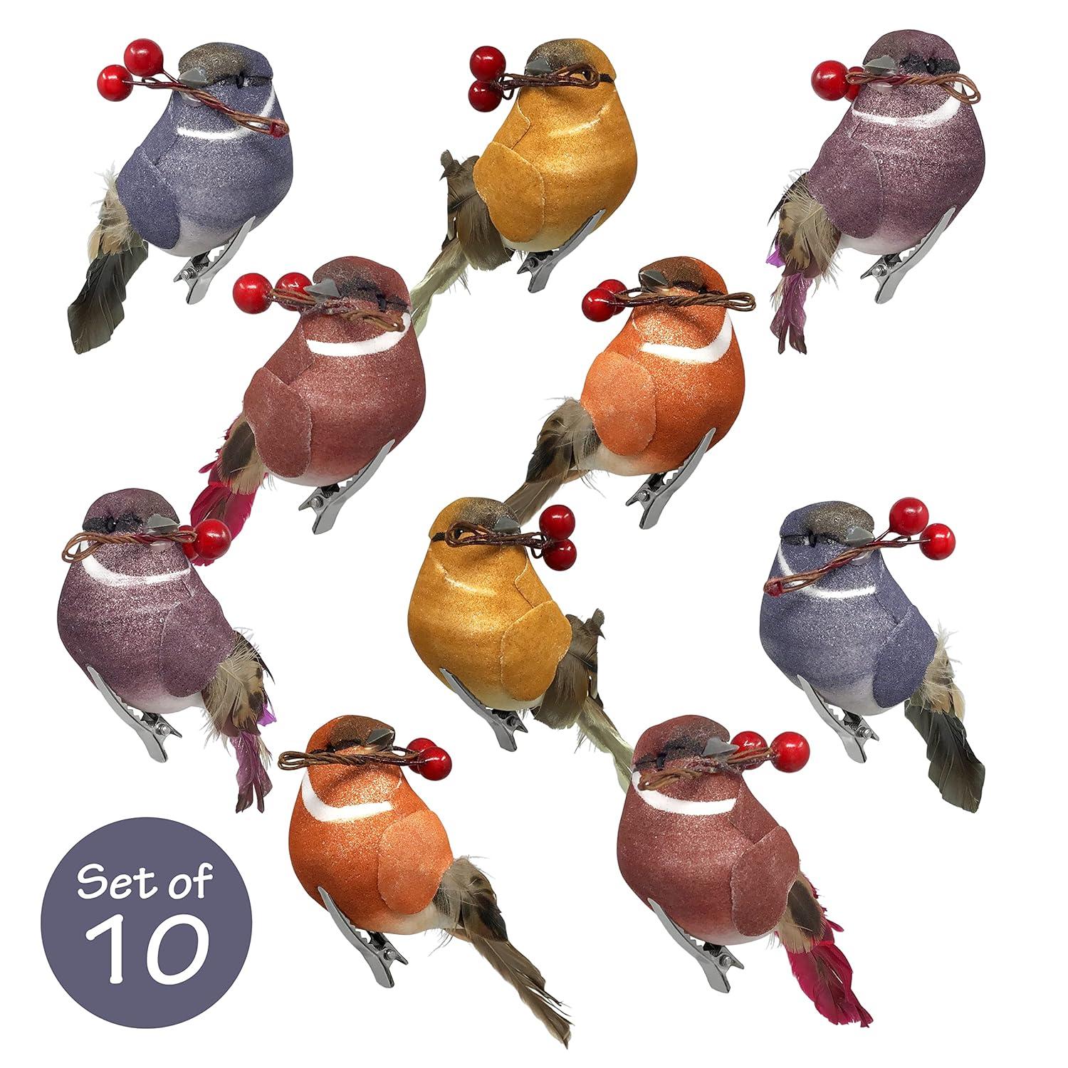 Songbird Christmas Ornaments - Set of 10 Clip Ons