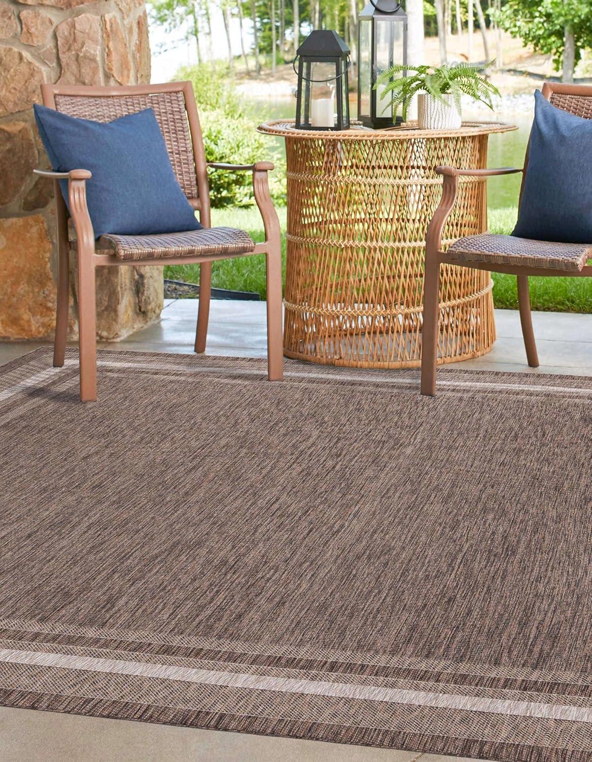 Unique Loom Outdoor Border Soft Border Border Woven Area Rug