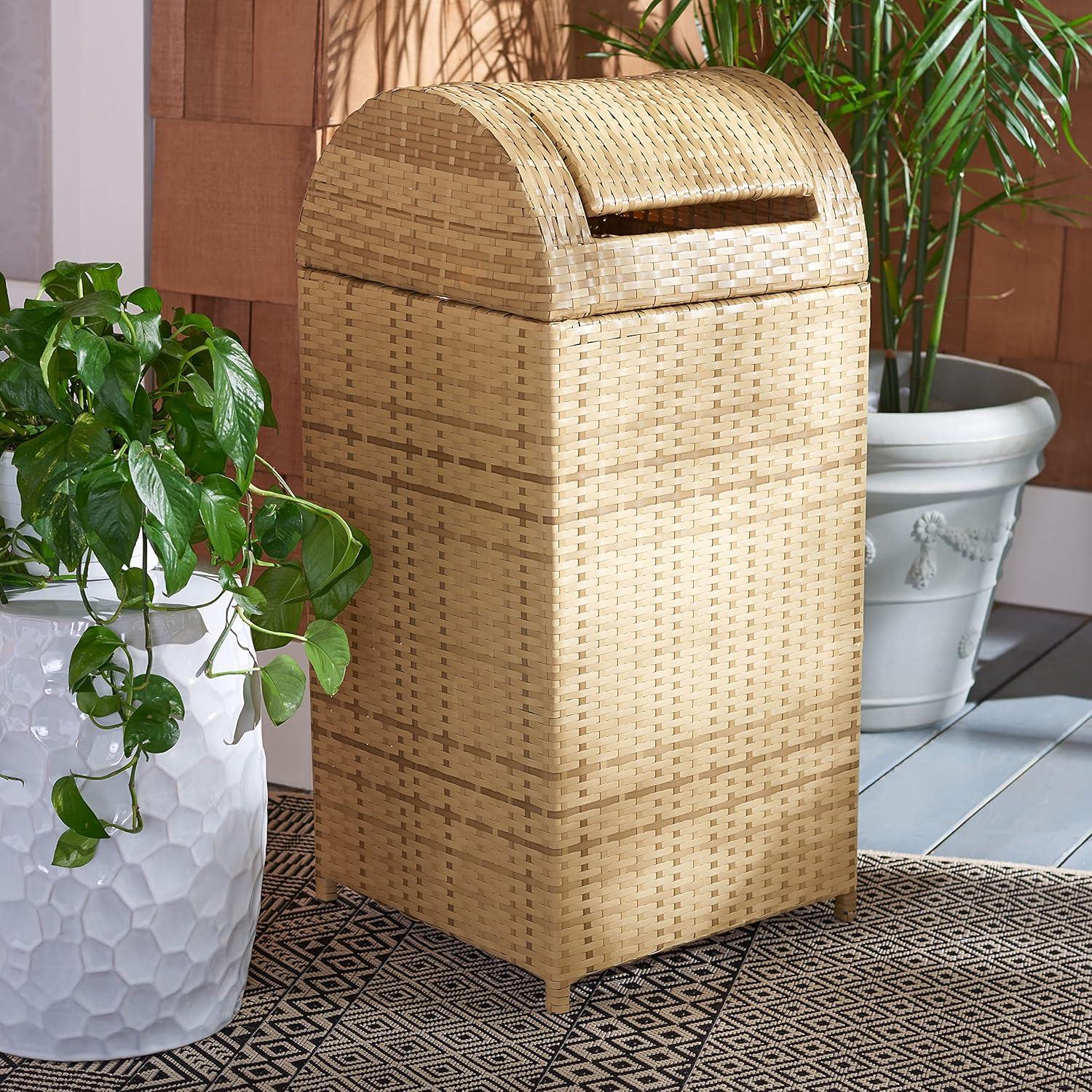 Serapis Outdoor Trash Can - Natural - Safavieh