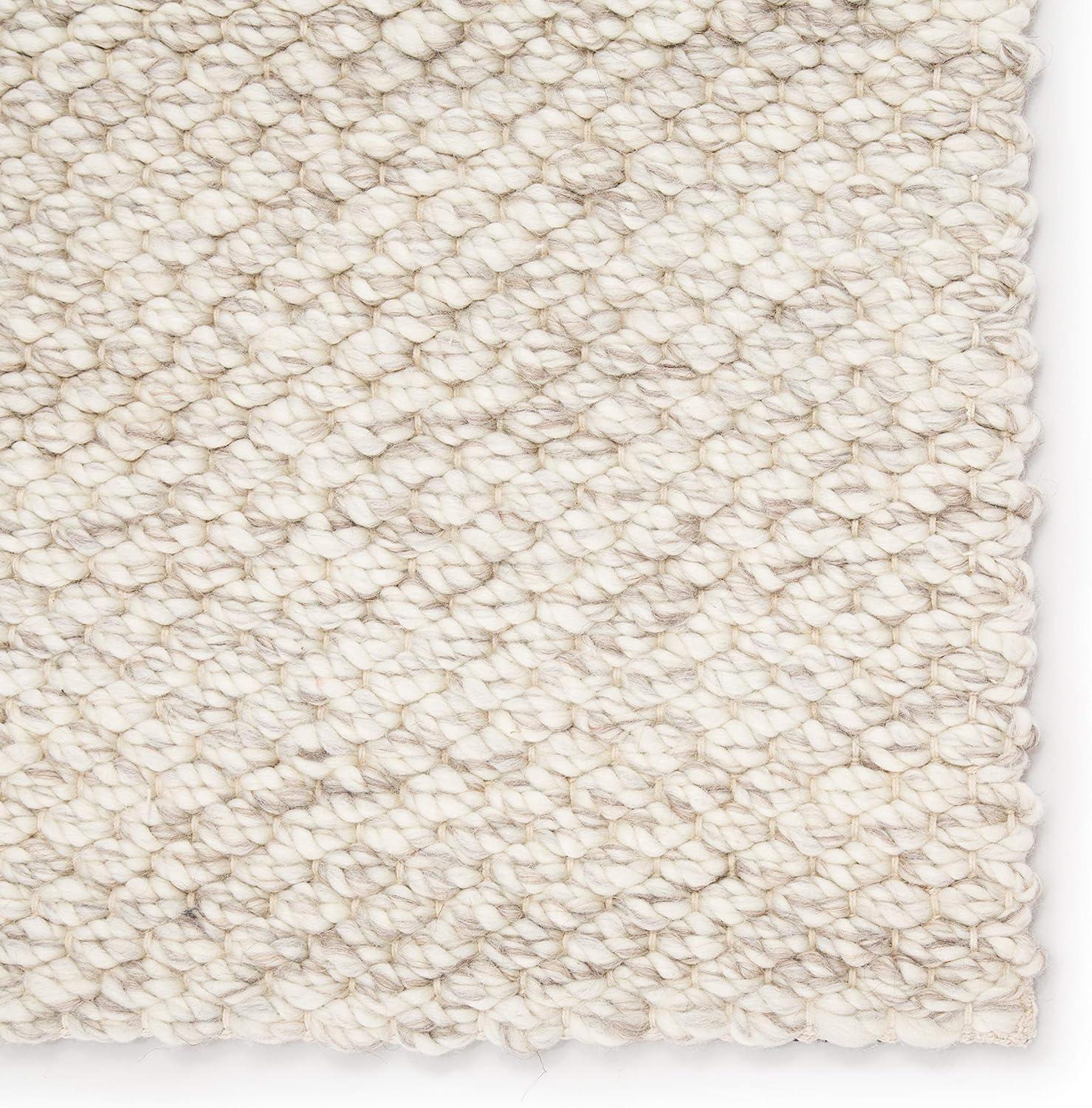 Scandinavia Rakel Wool Area Rug in Solid Taupe/White