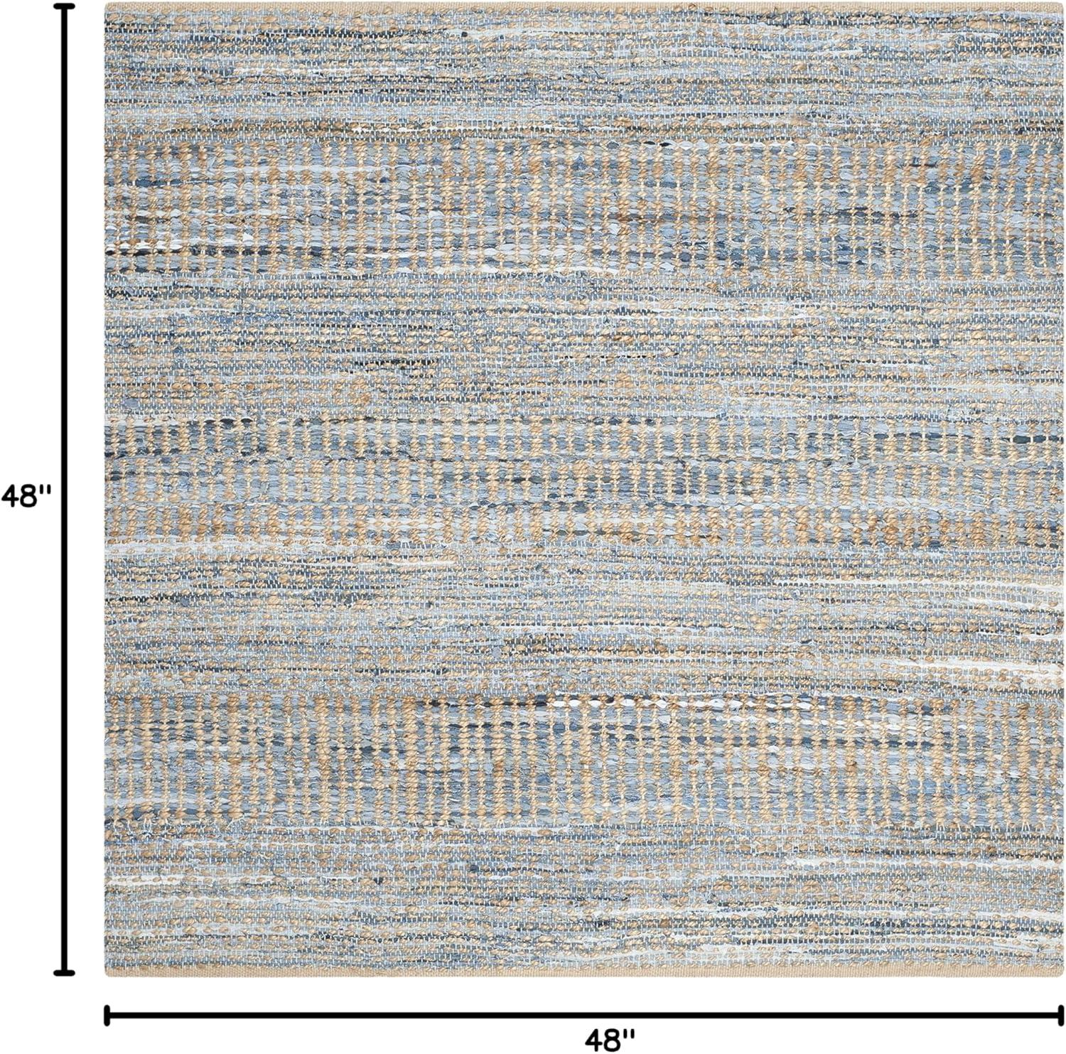Cape Cod CAP353 Hand Woven Area Rug - Natural/Blue - 4'x4' - Safavieh.