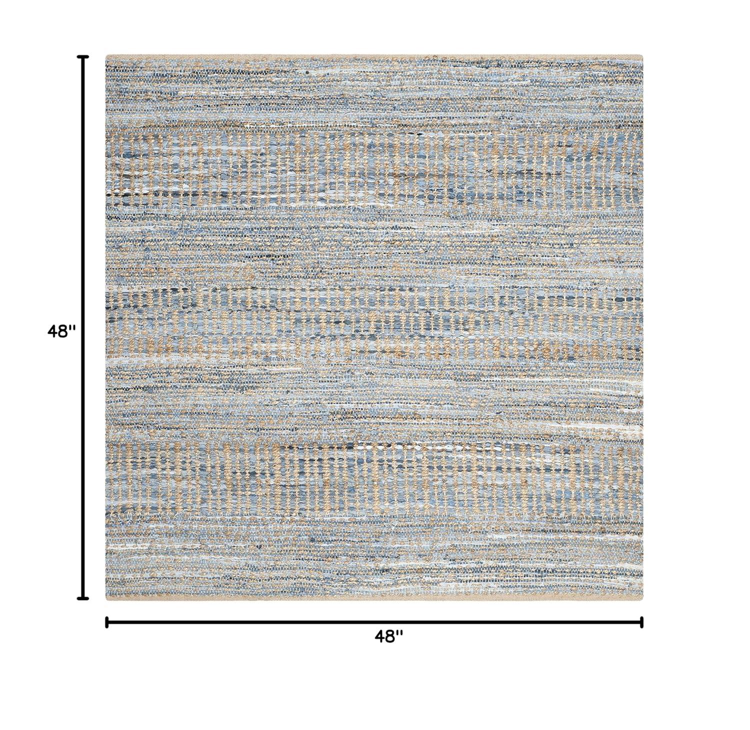 Cape Cod CAP353 Hand Woven Area Rug - Natural/Blue - 4'x4' - Safavieh.