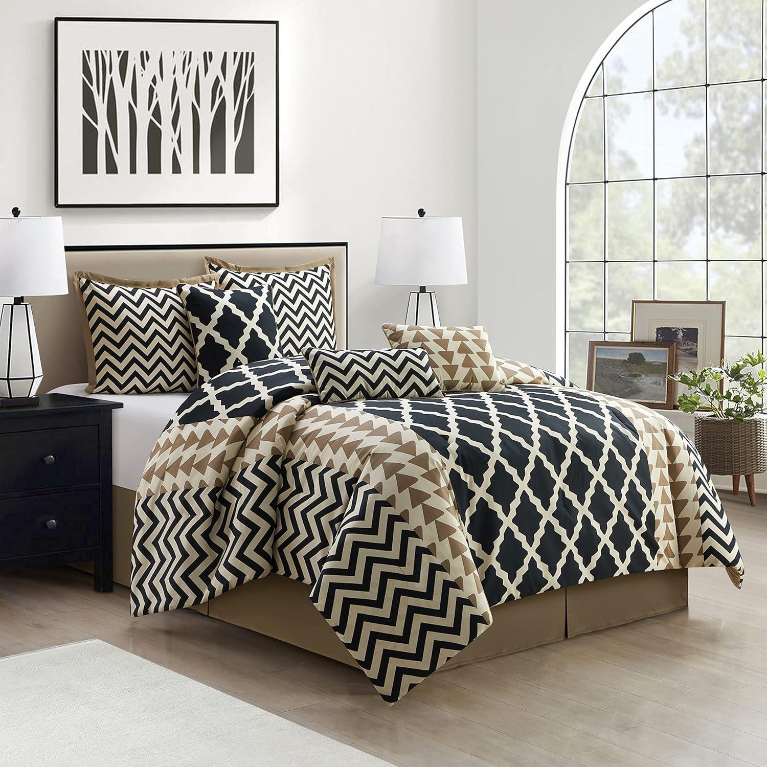 King Black and Taupe Reversible Microfiber Comforter Set