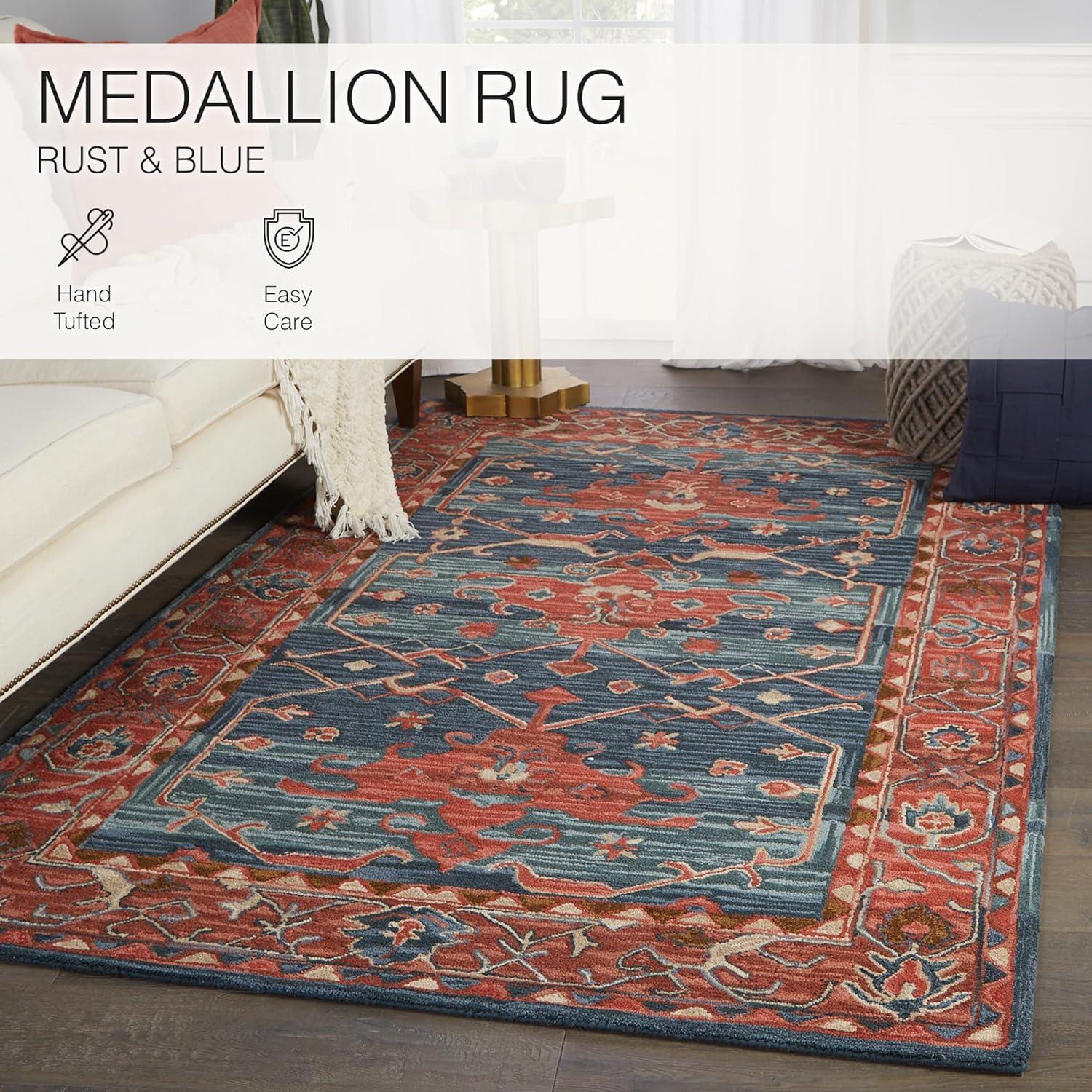 Jaipur Living Cardamom 9 x 12 (ft) Tufted Wool Red/Blue Rectangular Indoor Medallion Global Area rug