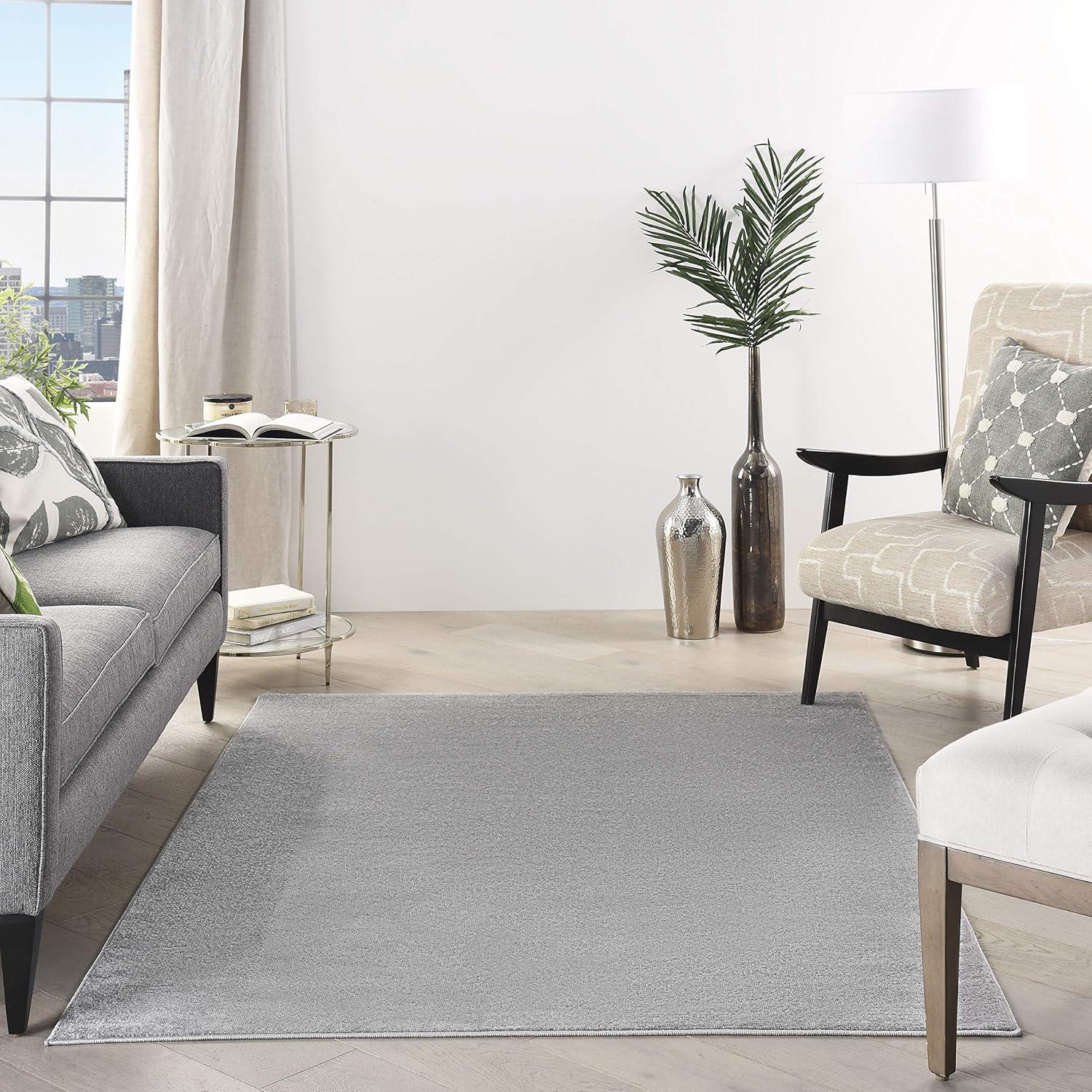 Nourison Essentials Easy Care Indoor Outdoor Area Rug - Silver Grey 4' x 6'