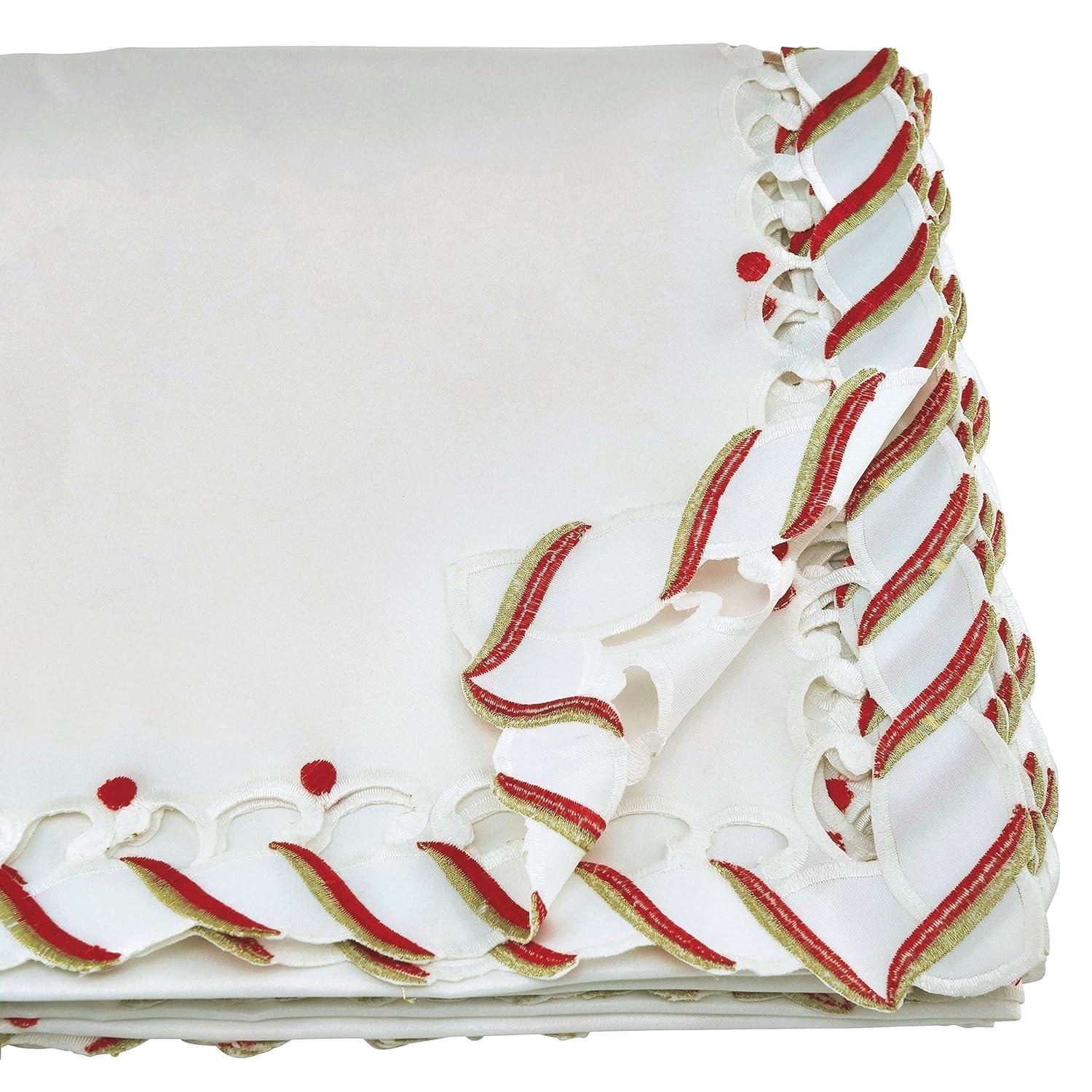 Saro Bonbon Striped Christmas Tablecloth