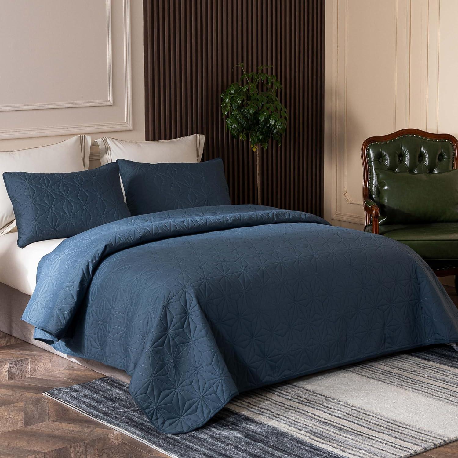 3-Piece King Size Quilt Set Blue - 3 Piece - King
