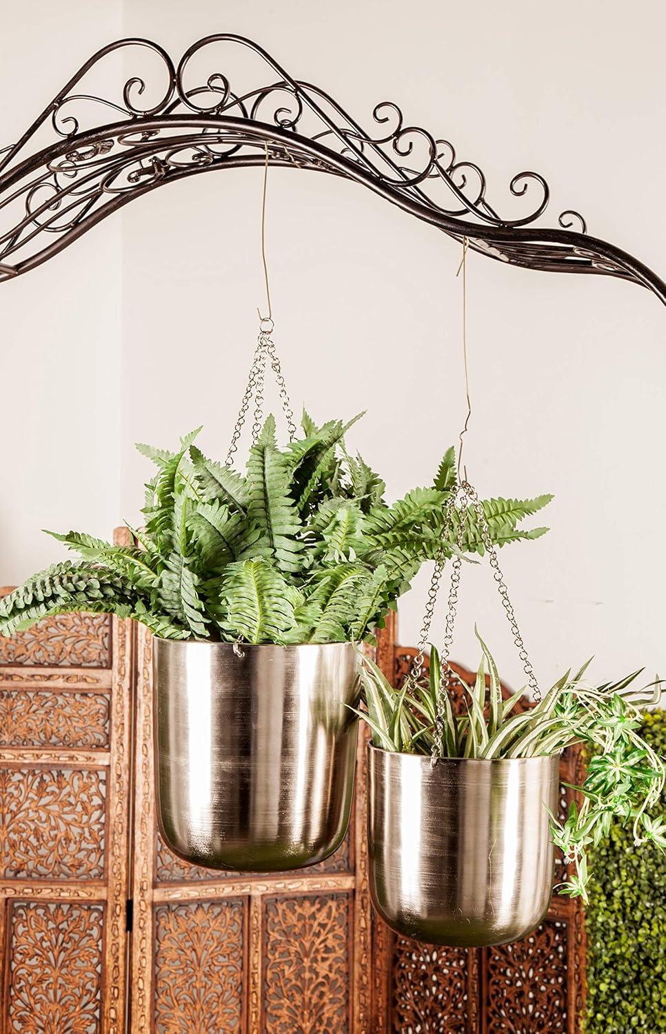 Modern 2-Piece Iron Hanging Planter Set