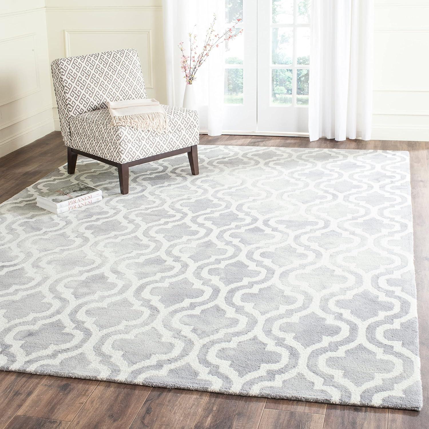 Elegant Gray Hand-Tufted Wool Rectangular Area Rug