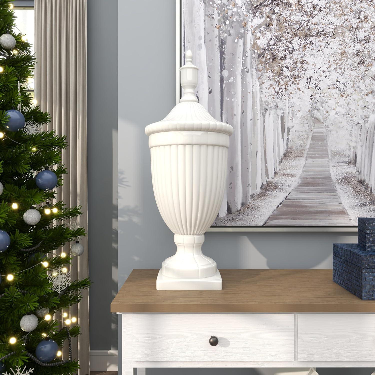 26" Modern Ceramic Urn Vase White - Olivia & May: Large Tabletop Decor, Novelty Design