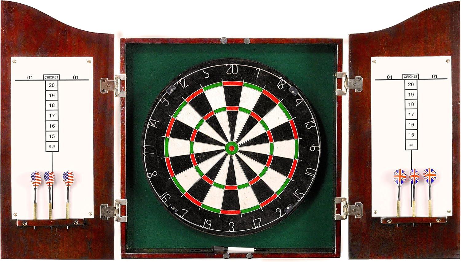 Centerpoint Solid Wood Dartboard & Cabinet Set - Dark Cherry