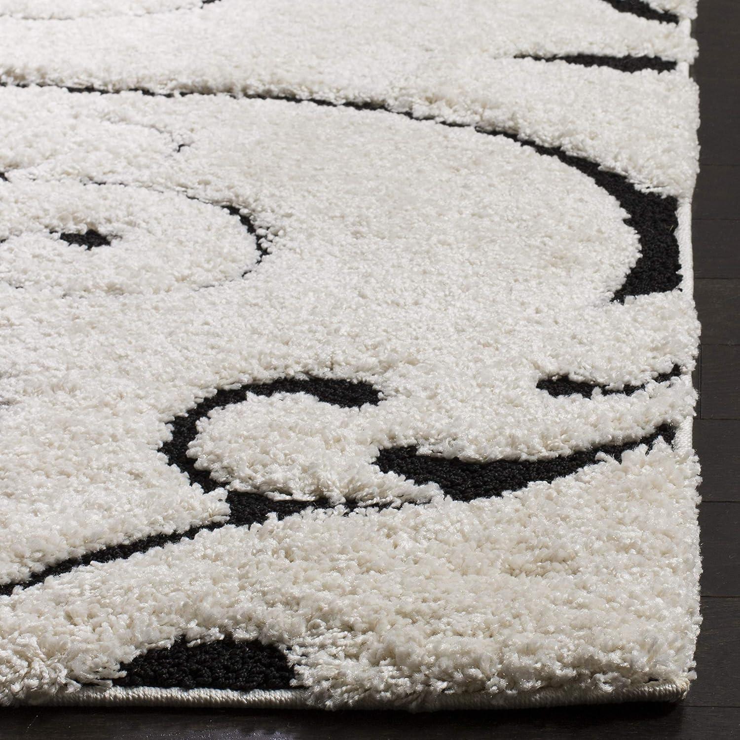 Florida Shag SG455 Power Loomed Indoor Area Rug - Ivory/Black - 6'7"x6'7" - Safavieh.