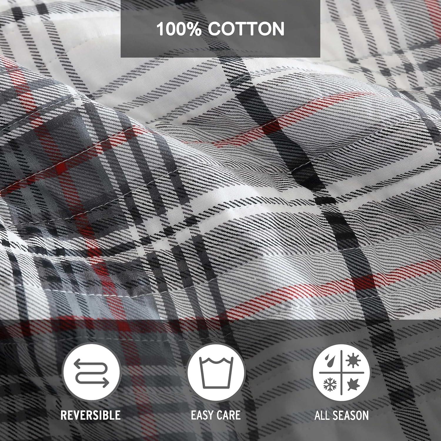 Eddie Bauer - Twin Quilt Set, Reversible Cotton Bedding with Matching Sham, Plaid Home Decor for All Seasons (Alder Plaid Grey, Twin)