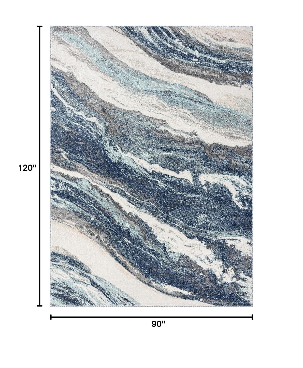 Luxe Weavers Modern Abstract Marble Area Rug, Blue 8x10