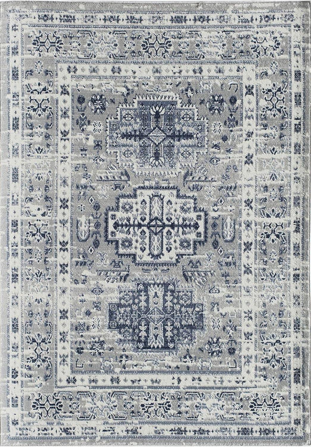 Rugs America Gallagher GL55F Inky Sundara Vintage Transitional Blue Area Rug for Dining Room Rug Neutral Rug Living Room Rug Kitchen, 5'3"x7'