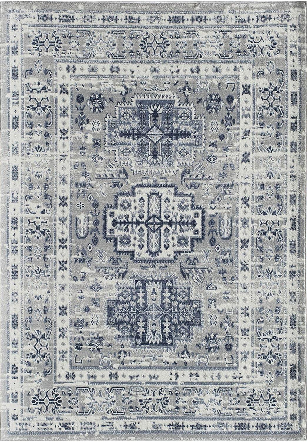 Rugs America Gallagher GL55F Inky Sundara Vintage Transitional Blue Area Rug for Dining Room Rug Neutral Rug Living Room Rug Kitchen, 5'3"x7'