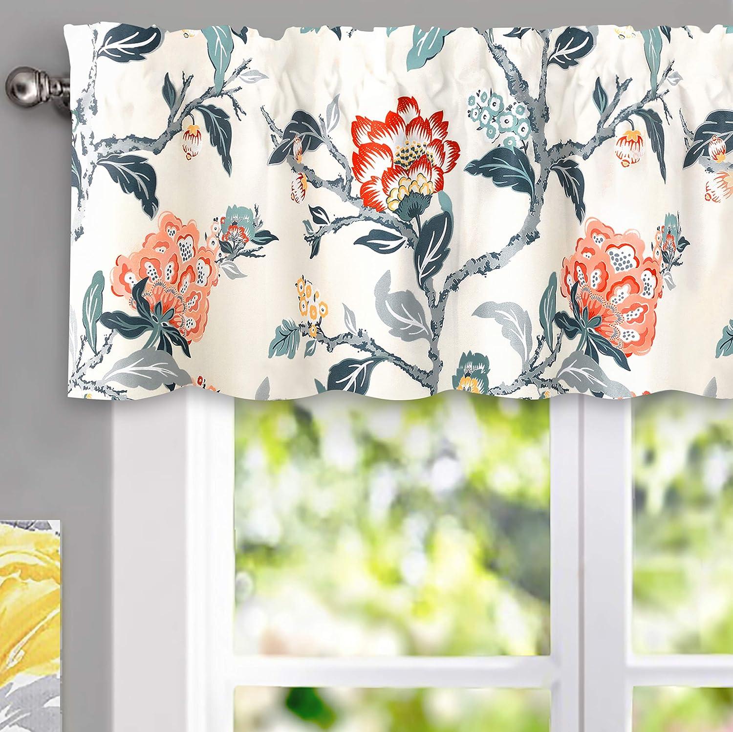 Alarie Floral Tailored 52'' W Window Valance in