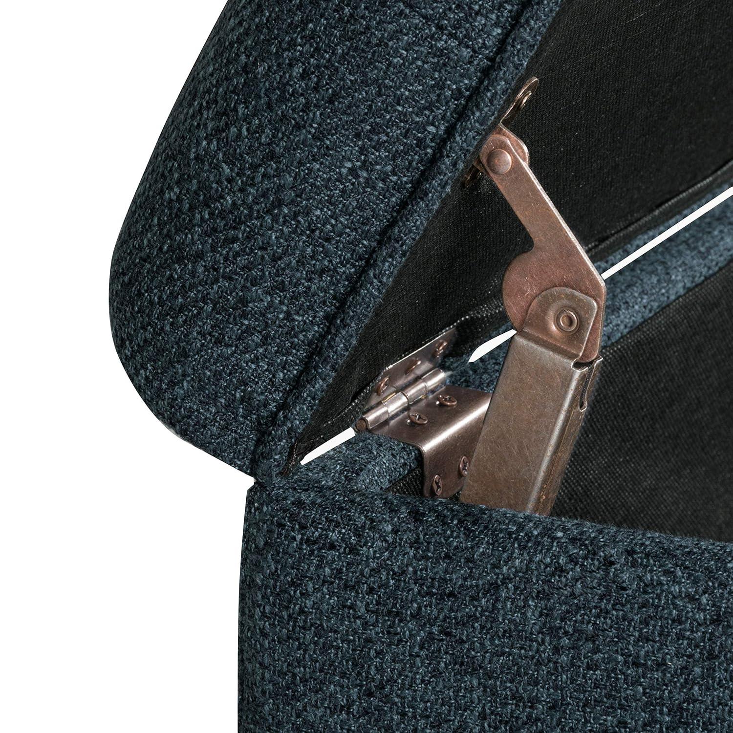 Cocktail Storage Bench Navy - HomePop: Upholstered, Tufted, Wood Base, Honey Oak Finish