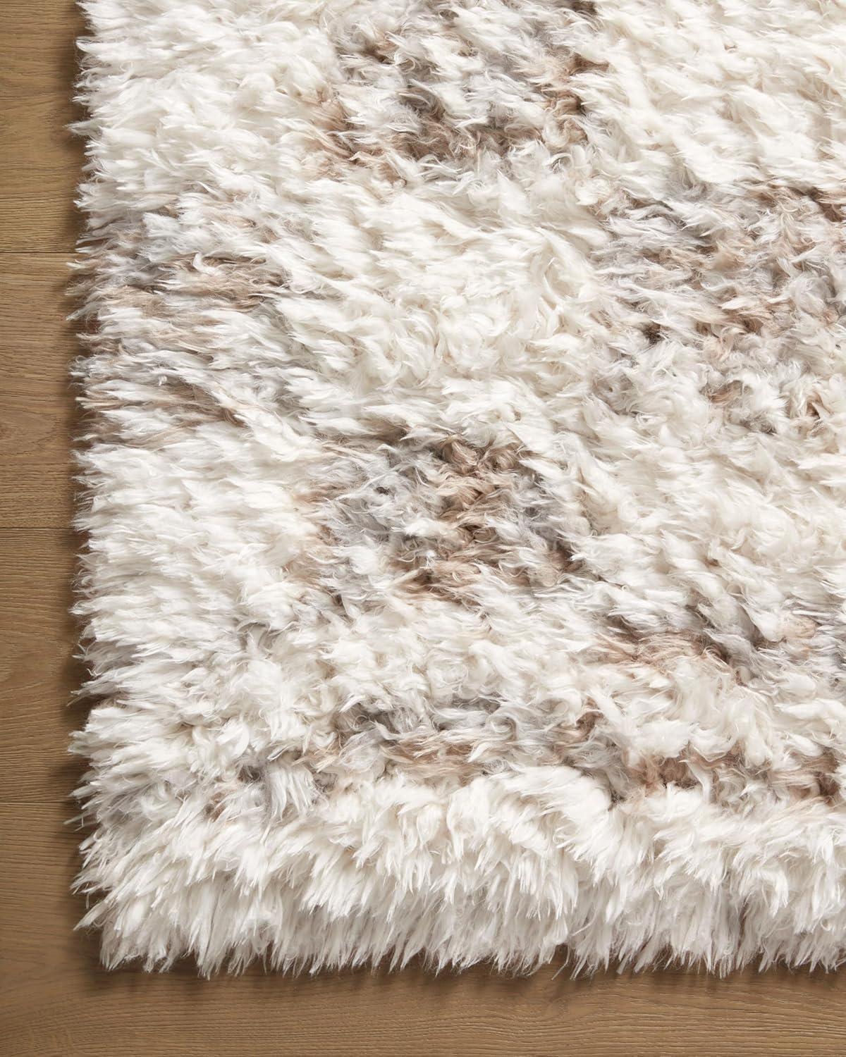 Ivory and Pebble Geometric Synthetic Area Rug 6'-7" x 9'-6"