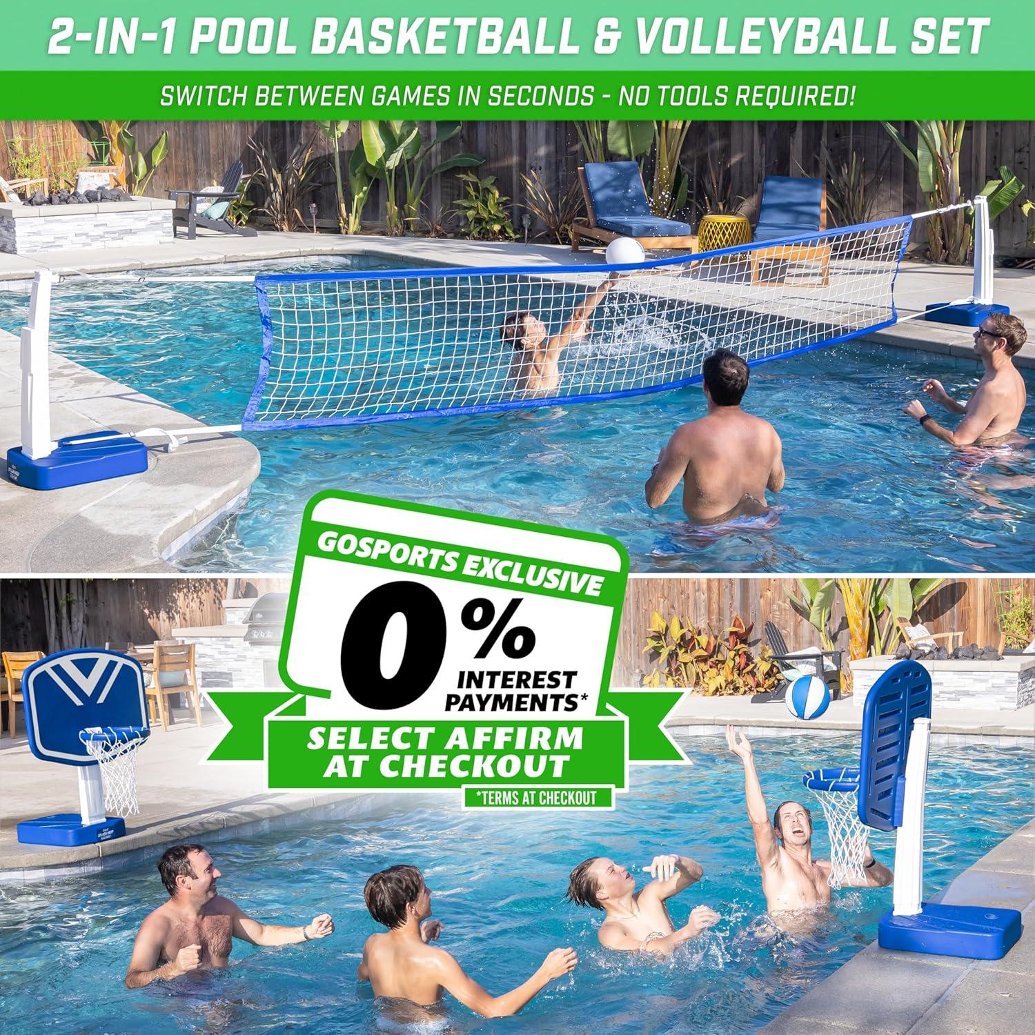 GoSports Gosports Splash Hoop 2-In1 Full Court Pool Basketball & Volleyball Game Set
