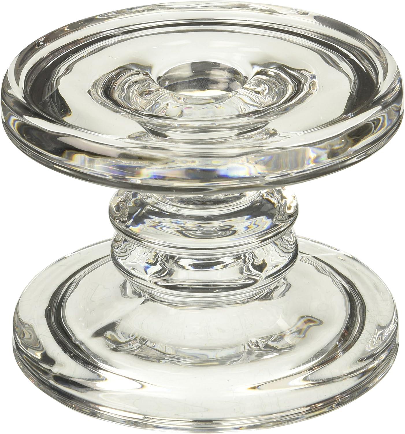 Clear Glass Reversible Pillar and Taper Candle Holder