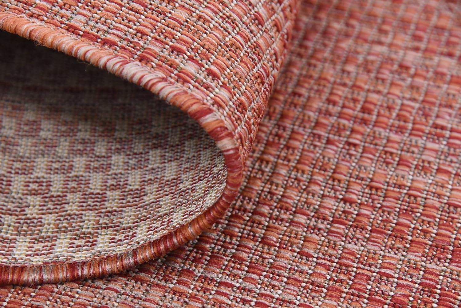Unique Loom 6' 1 x 9' 0 Rectangle Indoor/Outdoor Solid Rust Red Area Rug