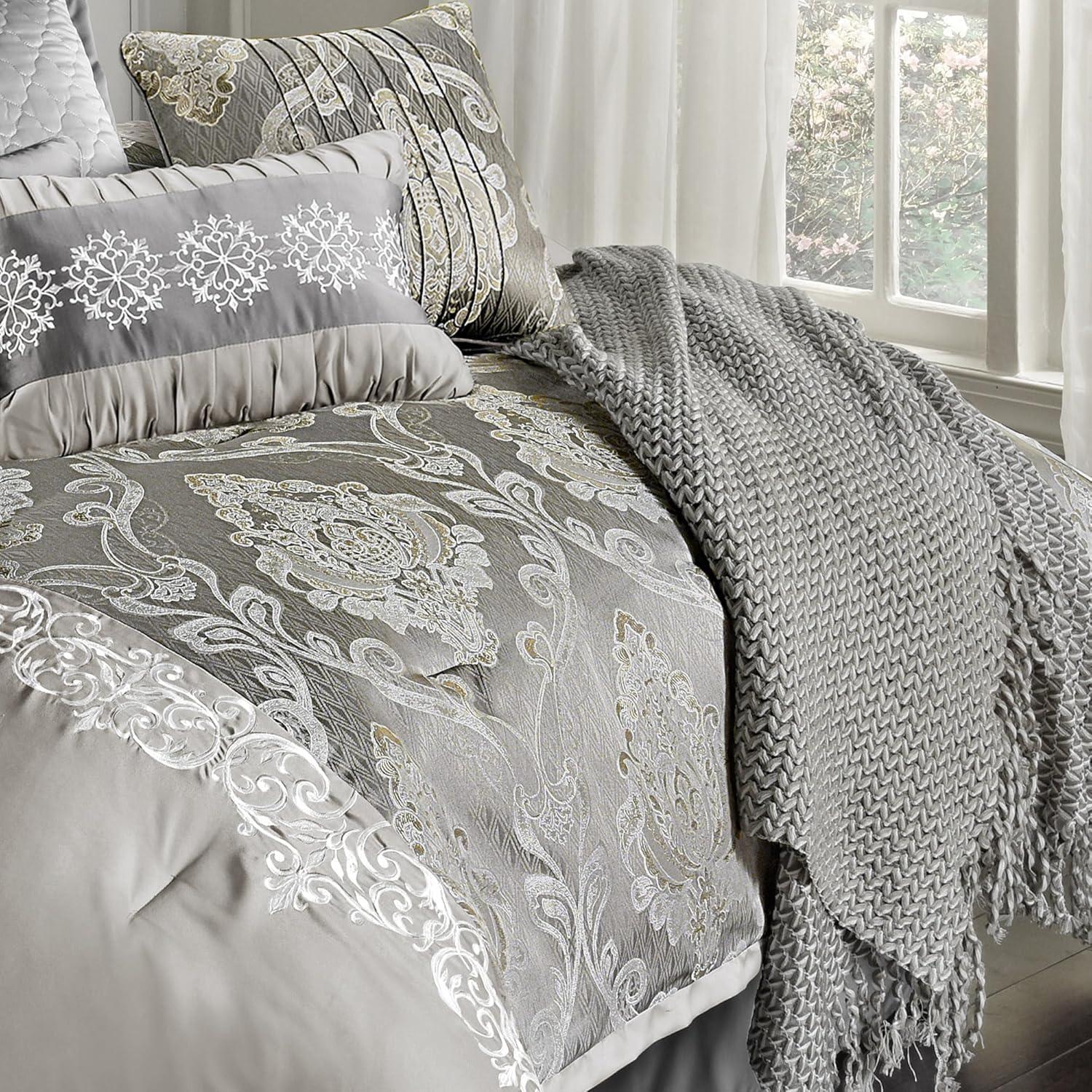 Queen 12pc Kacee Comforter Set Gray - Riverbrook Home