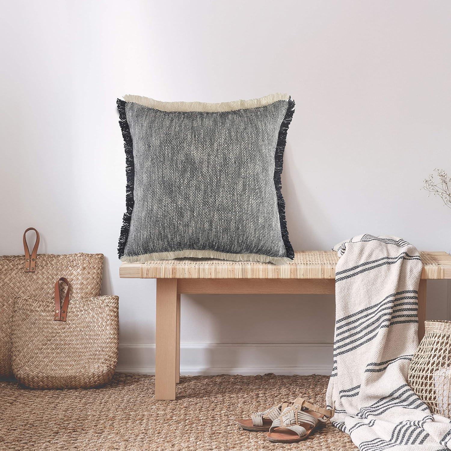 Rajani Home Jessei Fringed Cotton Throw Pillow
