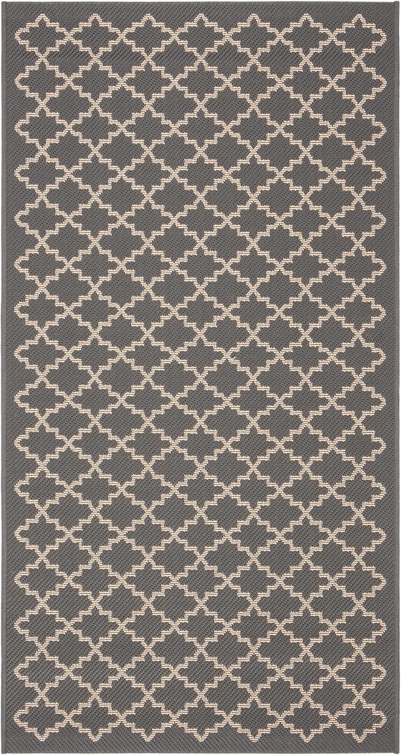 Anthracite & Beige 2'7" x 5' Synthetic Easy-Care Area Rug